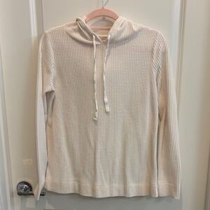 LOFT Cream Textured Hooded Sweater